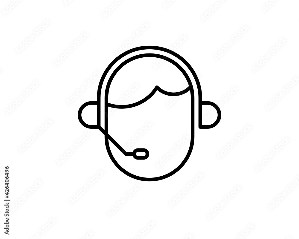 Poster customer support customer service agent or account manager line art vector icon for apps and website