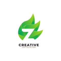 Nature Green Leaf Letter Z Logo Design. monogram logo. Green Leaves Alphabet Icon. Usable for Business, Science, Healthcare, Medical and Nature Logos.Flat Vector Logo Design Template Element. Eps10