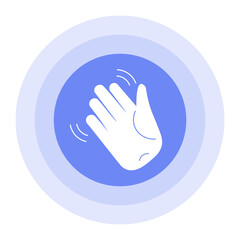 Obraz premium An icon with a hand greeting an emotion. Waving hand gesture icon