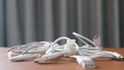 Pile of assorted cables for various gadgets 