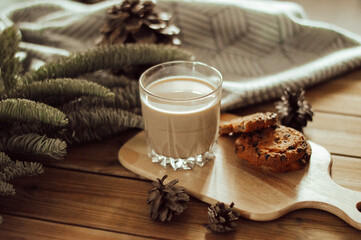 chocolate chip cookies and glass of milk