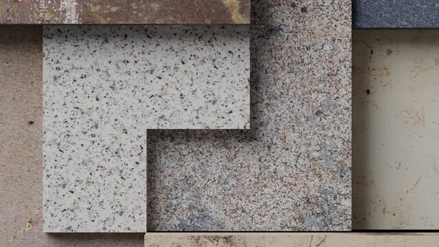 3d rendering of a stones mosaic made with different materials with a looping motion.