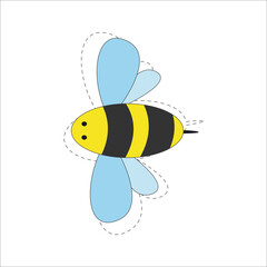 Beautiful bee isolated on white background. Bee life concept for printing, packaging, nectar, honey, textiles and other purposes. Vector illustration