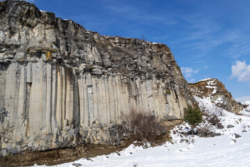 Fototapeta na wymiar Basalt columns from Racos, Brasov county, Romania.