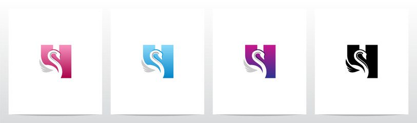 Swan On Letter Logo Design H