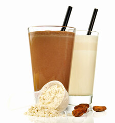 Protein Milkshakes on white Background - Isolated