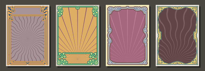 1900s - 1920s Art Nouveau Style Frame Set, Retro Colors and Decor