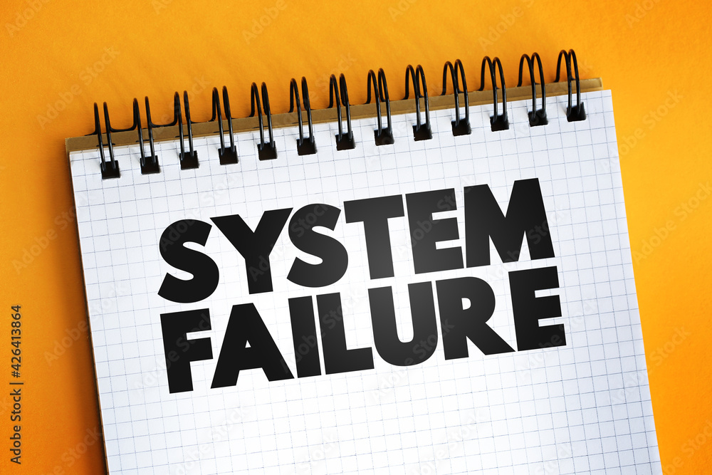 Poster system failure text quote on notepad, concept background