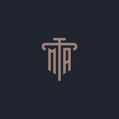 MA initial logo monogram with pillar icon design vector - obrazy, fototapety, plakaty