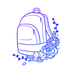 Bag Rose Flower with Vintage School Design. Object Floral frame ornament vector style. Decoration Design Wreat illustration.