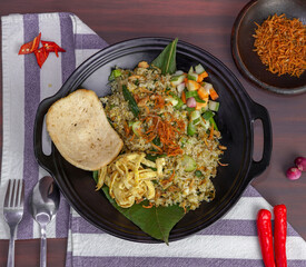Indonesian fried rice with anchovies