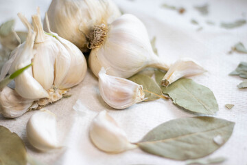 garlic on a wooden background