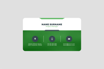 Corporate Business Card Print Template. Personal Visiting Card with Company Logo. Vector Illustration