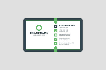 Corporate Business Card Print Template. Personal Visiting Card with Company Logo. Vector Illustration