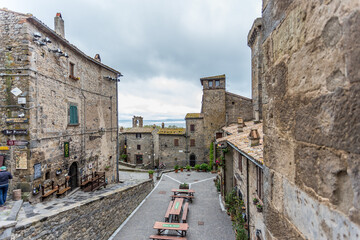 The medieval town castle of Bolsena, Also Rocca Monaldeschi, that dominates the historic center,...