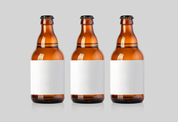 three beer brown glass bottle