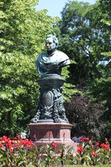 The bust of Mozart in the public garden