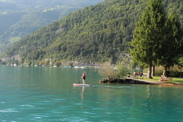 Fototapeta na wymiar Lake Thun near the Interlaken in Switzerland.