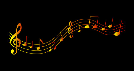Golden music notes vector