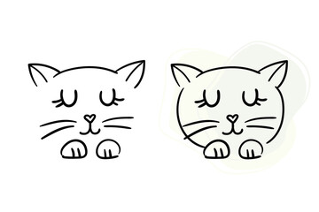 Vector hand-drawn cute cat. Print, sticker, logo, icon, sketch, doodle. isolated on white background. children's drawing.