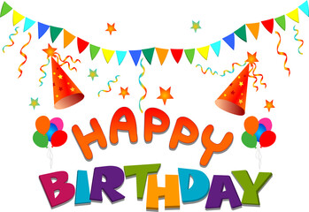 Happy birthday card lettering decoration template