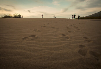 Beautiful view of Sand Dunes at dawn, Gumuk Pasir, at Parang Kesumo, Jogjakarta, Indonesia