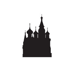 Moscow icon. Russia web silhouette of the symbol. Moscow vector illustration. The capital of Russia with a tourist attraction. St. Basil's Cathedral in Moscow on Red Square