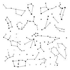 Set of constellations vector. A set of star constellations on a white background. Astronomical sky with stars template