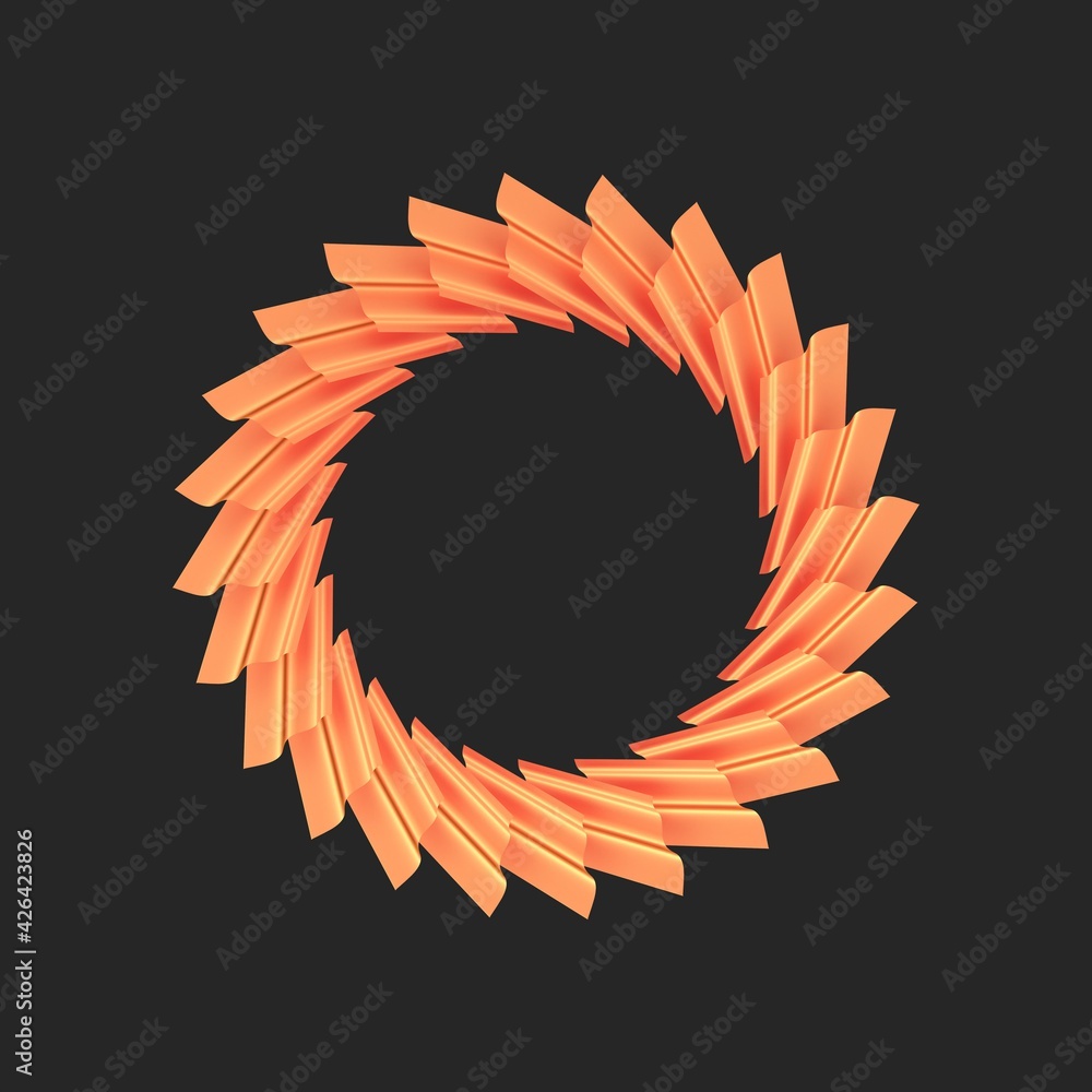 Aufkleber red and gold wreath on a dark gray background. circular pattern. decorative image. 3d rendering illu