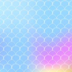 Gradient mermaid background with holographic scales.