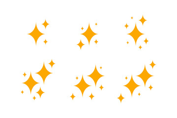 Set of sparkling star icon isolated on white background