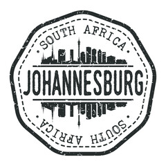 Obraz premium Johannesburg, South Africa Stamp Skyline Postmark. Silhouette Postal Passport. City Round Vector Icon. Vintage Postage Design.