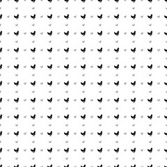 Fototapeta na wymiar Square seamless background pattern from black chicken symbols are different sizes and opacity. The pattern is evenly filled. Vector illustration on white background