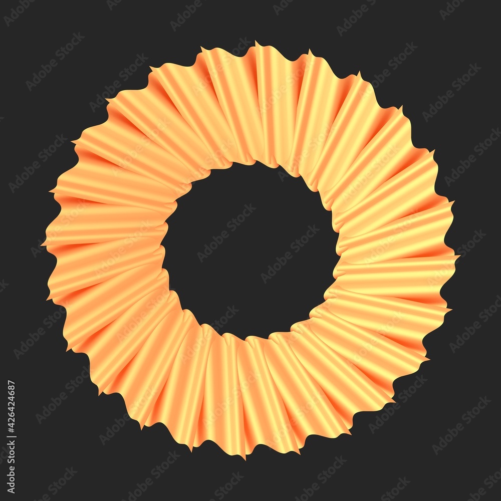 Poster red and gold wreath on a dark gray background. circular pattern. decorative image. 3d rendering illu