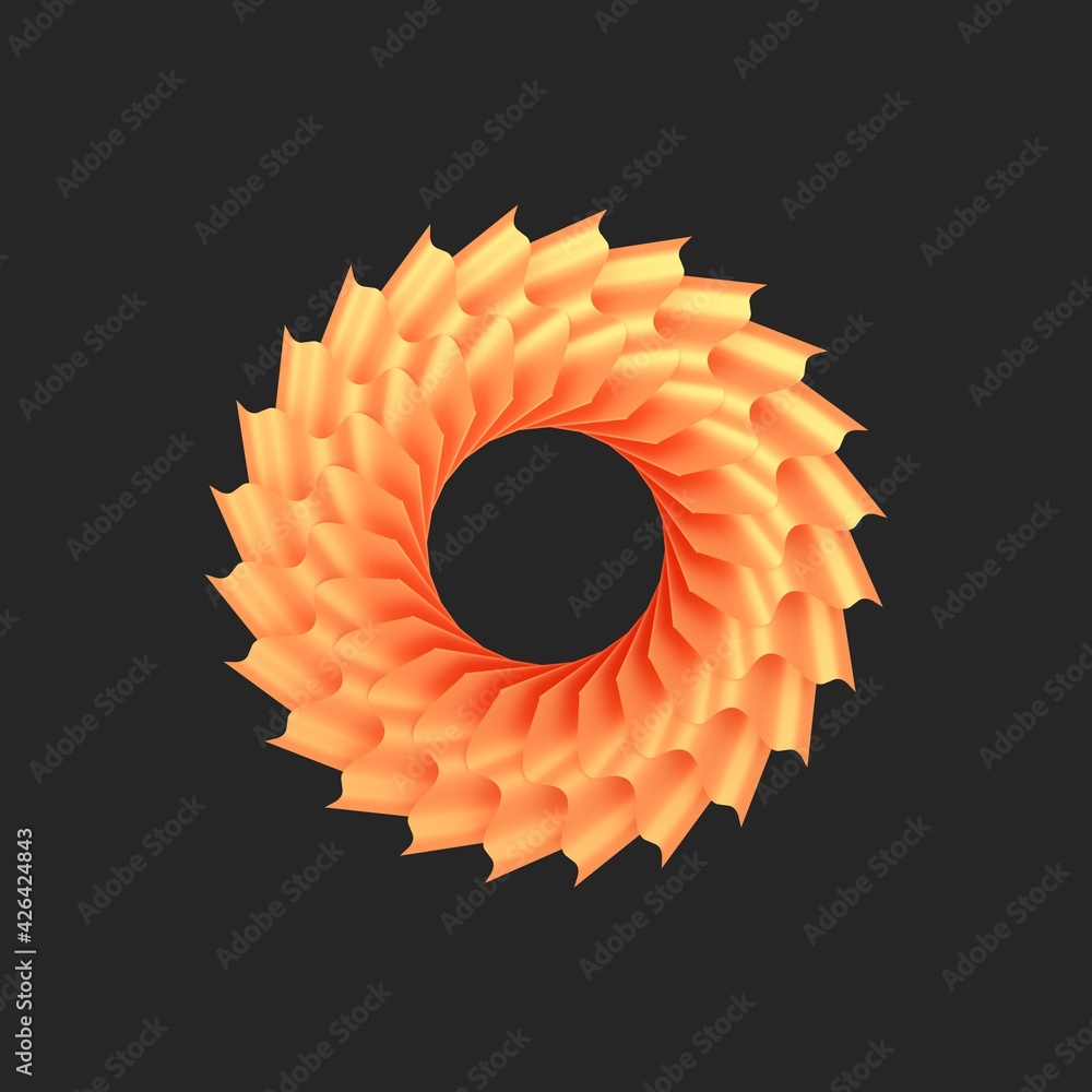 Poster red and gold wreath on a dark gray background. circular pattern. decorative image. 3d rendering illu