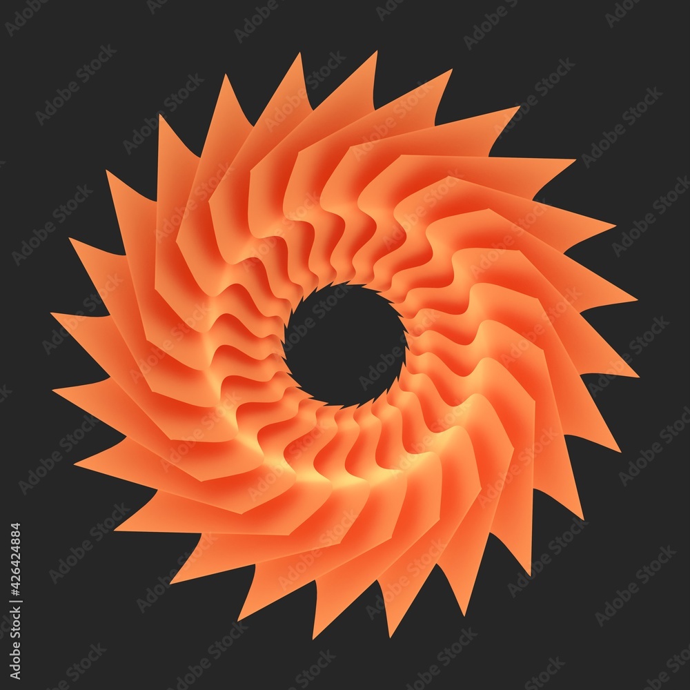 Aufkleber red and gold wreath on a dark gray background. circular pattern. decorative image. 3d rendering illu