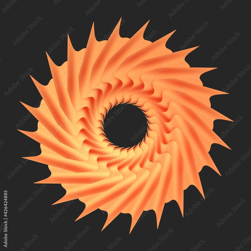 Poster red and gold wreath on a dark gray background. circular pattern. decorative image. 3d rendering illu