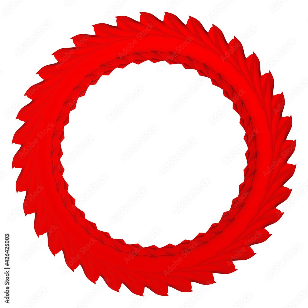 Poster circular pattern in red. decorative image. 3d rendering illustration of good quality.