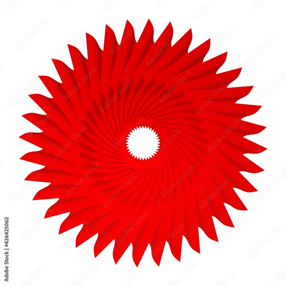 Poster red circular pattern on a white background.