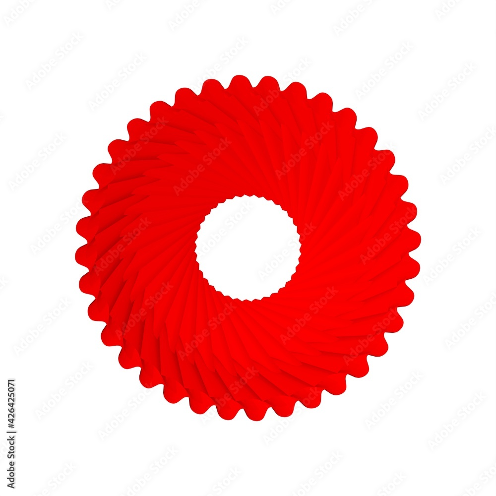 Poster red circular pattern on a white background.