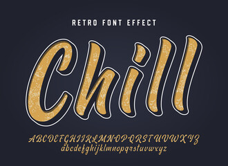 Chill. Original Script Font with 3D, Texture and Inner Shadow effects. Vector