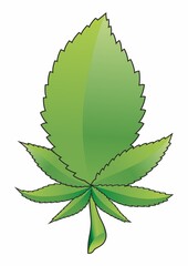 Hemp Leaf. Cute funny Weed marijuana leaf. Call center operator. Cartoon mascot character. Medical cannabis, weed, marijuana character concept