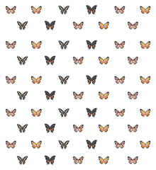 Fototapeta premium Abstract spring colorful butterfly pattern, boho butterfly vector, spring insect collection, nature elements, beautiful multicolour drawing butterfly pattern, vector illustration