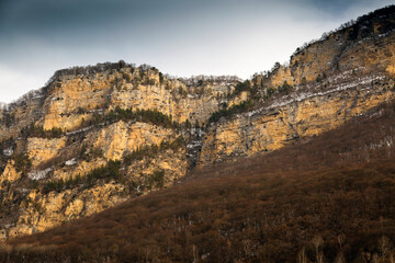 Sheer cliffs in the North Caucasus, Kabardino-Balkaria, Russia.