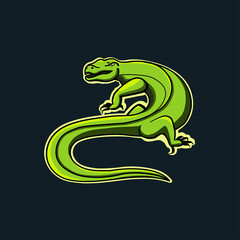 Lizard logo design template in vector, lizard mascot logo. Design flat vector illustration.
