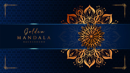  Mandala design with golden arabesque pattern Arabic Islamic east style. Ornamental luxury mandala design