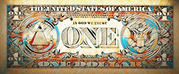 one dollar isolate on white paper background.