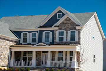 new detached house front moden luxury fasade