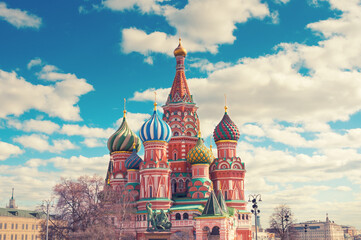 Obraz premium Saint Basil's Cathedral at Red Square in Moscow, Russia