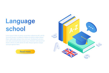 Language school concept banner. Can be used for web banner, infographic.